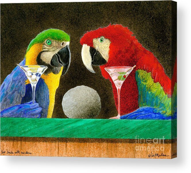 Will Bullas Acrylic Print featuring the painting Two Birds With One Stone... by Will Bullas