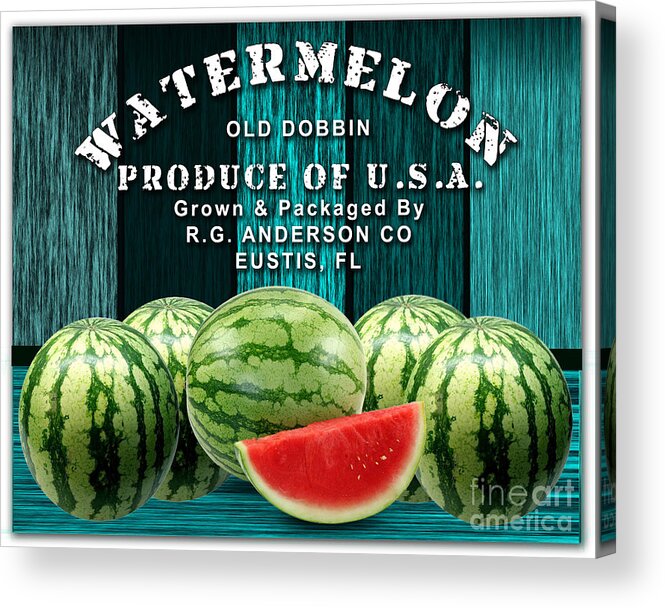 Watermelon Mixed Media Mixed Media Acrylic Print featuring the mixed media Watermelon Farm #2 by Marvin Blaine