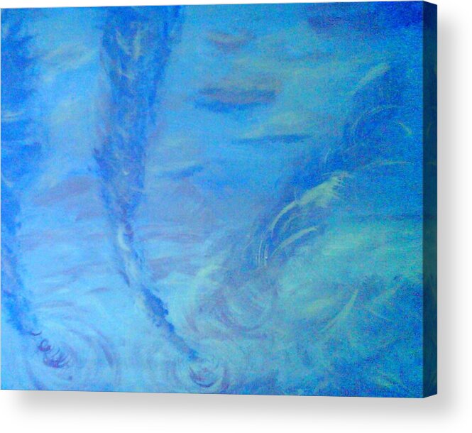 Blue Acrylic Print featuring the painting Waterspouts by Suzanne Berthier
