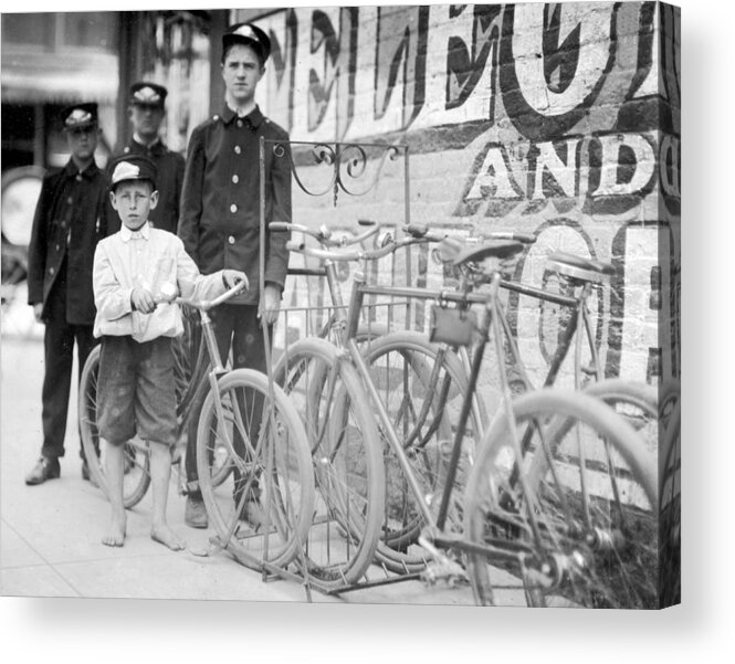 Occupation Acrylic Print featuring the photograph Western Union Messenger Boys, Lewis #2 by Science Source