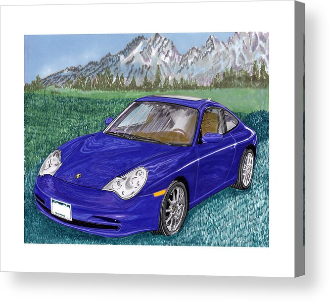 Porsche 996 Acrylic Print featuring the painting 2002 Porsche 996 by Jack Pumphrey