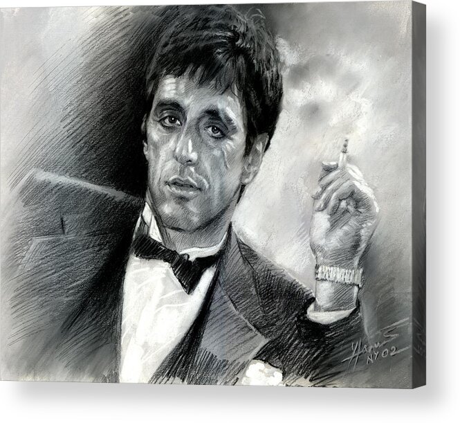 Scarface Acrylic Print featuring the drawing Scarface #3 by Viola El