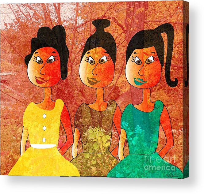Abstract Acrylic Print featuring the digital art Sisters #7 by Iris Gelbart