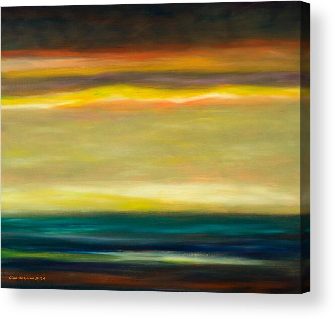 Brown Acrylic Print featuring the painting Horizons #1 by Gina De Gorna