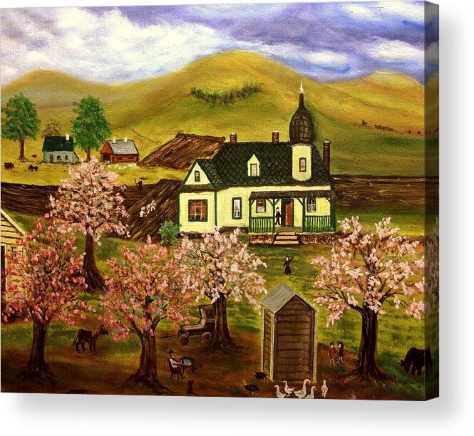 Folk Art Acrylic Print featuring the painting Spring Time by Kenneth LePoidevin
