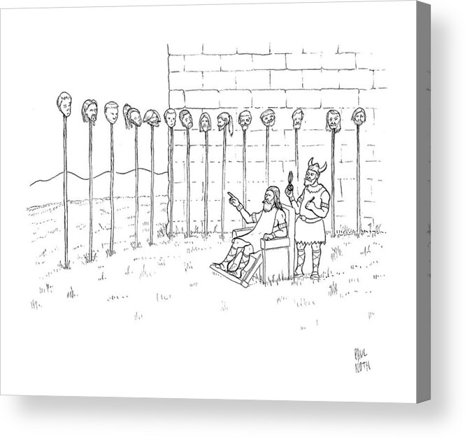Captionless Acrylic Print featuring the drawing New Yorker September 1st, 2008 by Paul Noth