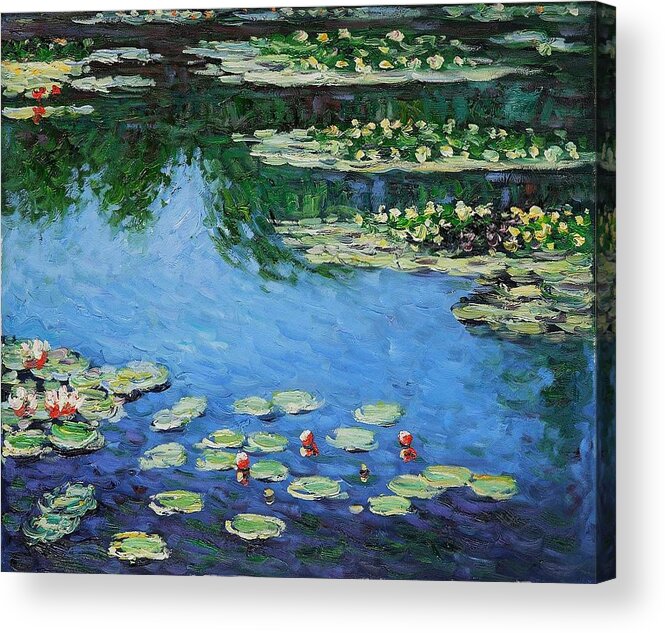 Landscapes Acrylic Print featuring the painting Water Lilies #9 by Pam Neilands