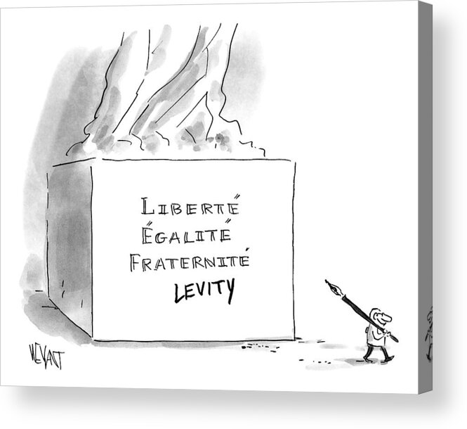 France Acrylic Print featuring the drawing A Cartoonist Stands Draws Levity On A French by Christopher Weyant