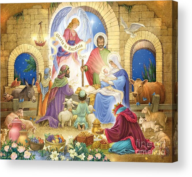 Nativity Acrylic Print featuring the digital art A Glorious Nativity by Randy Wollenmann