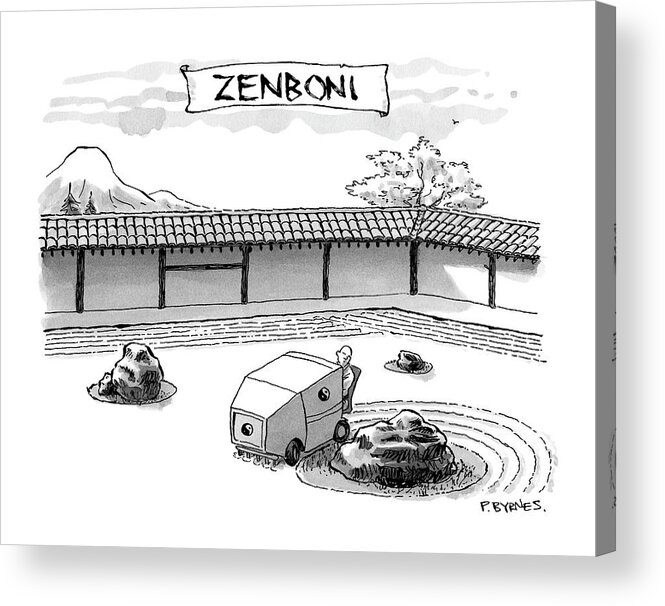 Captionless Acrylic Print featuring the drawing A Guy Is Driving Around A Zen Garden Making by Pat Byrnes