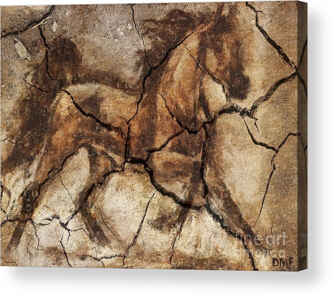 Animal Acrylic Print featuring the drawing A Horse - Cave Art by Dragica Micki Fortuna
