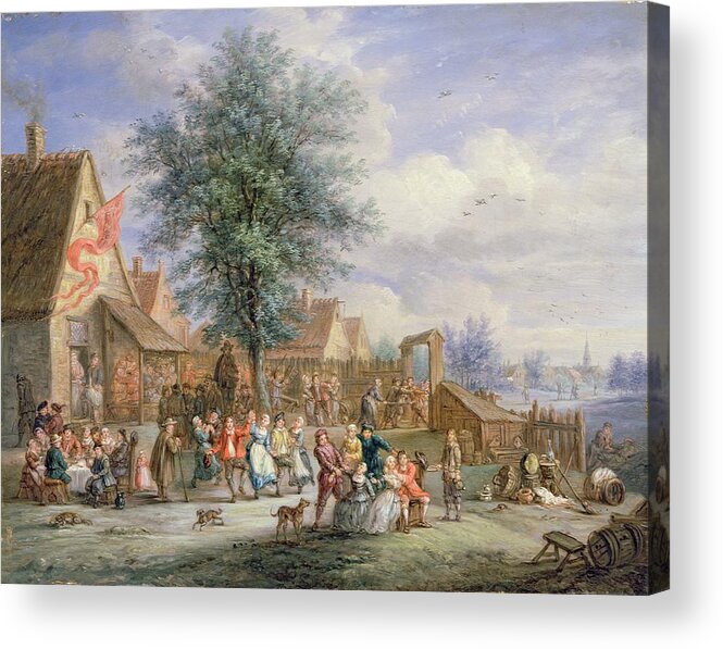 Village Acrylic Print featuring the painting A Kermesse On St. Georges Day by Angel-Alexio Michaut