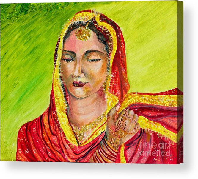 Sikh Bride Acrylic Print featuring the painting A sikh bride by Sarabjit Singh