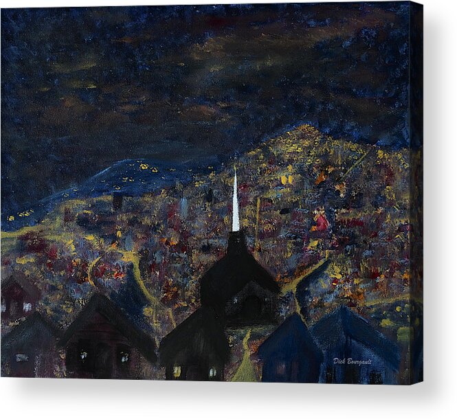 City Acrylic Print featuring the painting Above the City at Night by Dick Bourgault