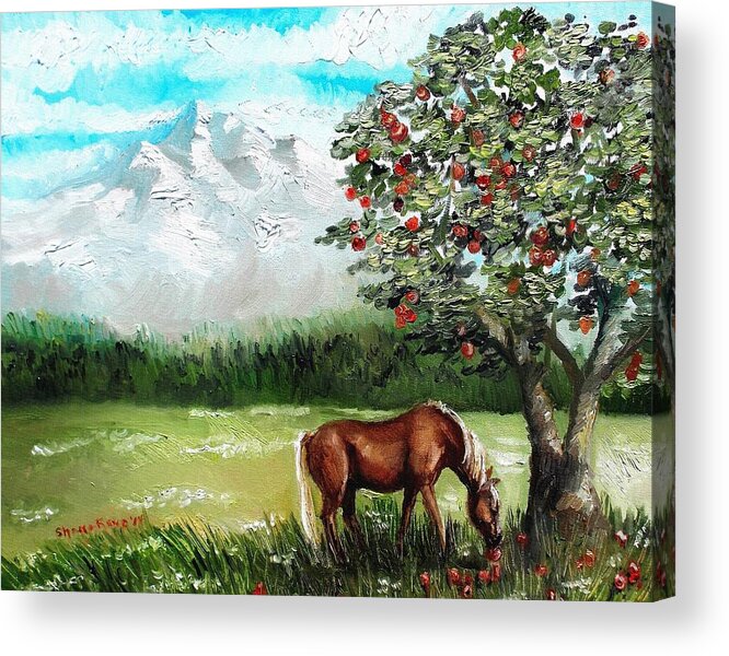 Horse Acrylic Print featuring the painting Afternoon Snack by Shana Rowe Jackson