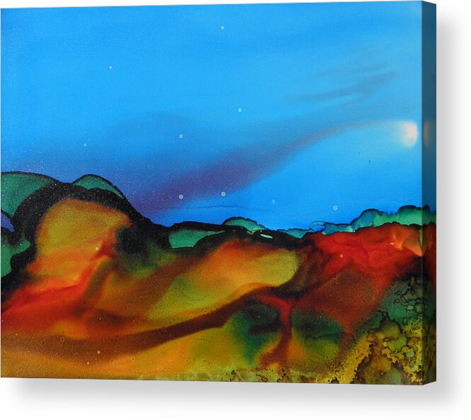 Abstract Landscape Acrylic Print featuring the painting Alcohol Ink Landscape # 134 by Sandra Fox