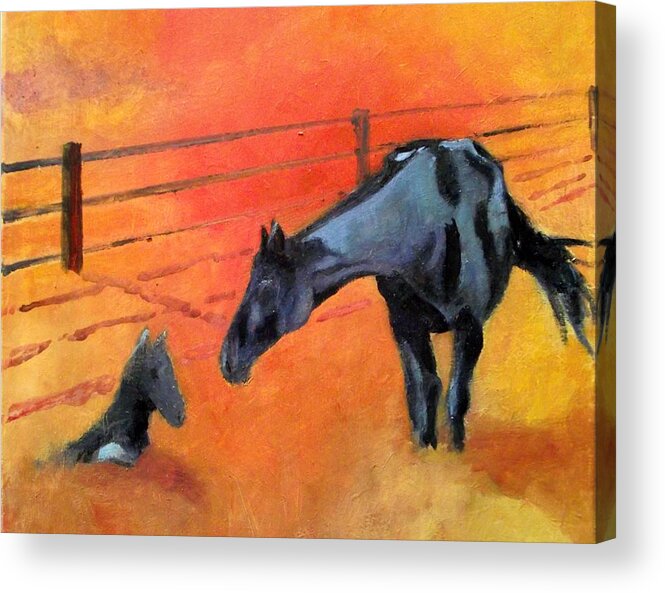 Horses Acrylic Print featuring the painting Alls Well by Ken Parkes