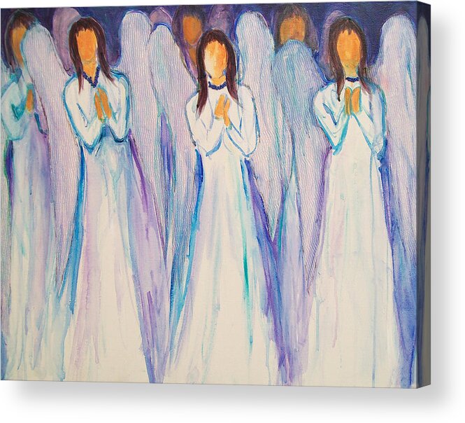 Angels Acrylic Print featuring the painting Angel Choir by Sally Quillin