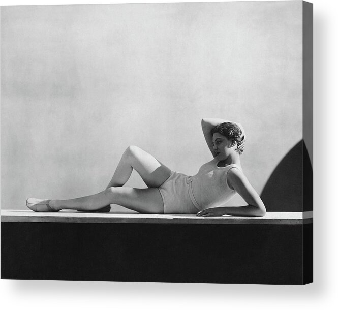 Model Acrylic Print featuring the photograph Angeta Fischer In Schiaparelli by George Hoyningen-Huene