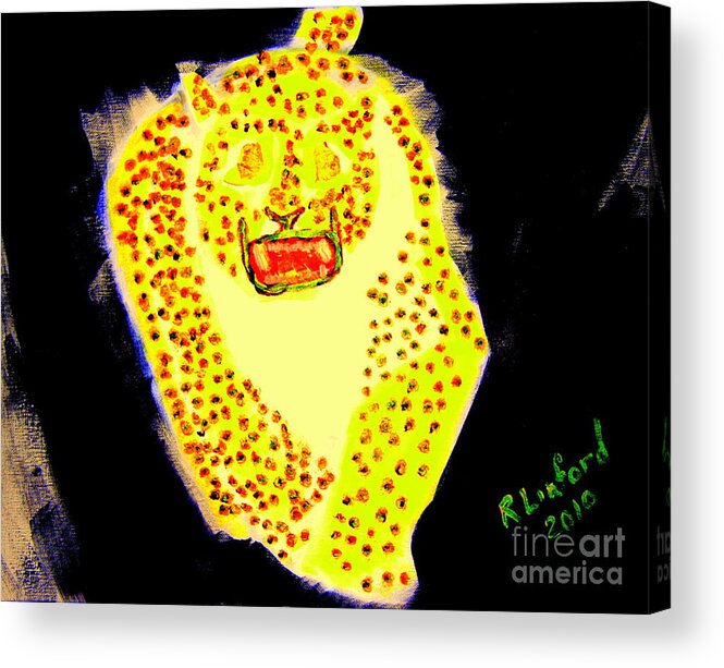Anger Acrylic Print featuring the painting Angry Big Cat 5 by Richard W Linford