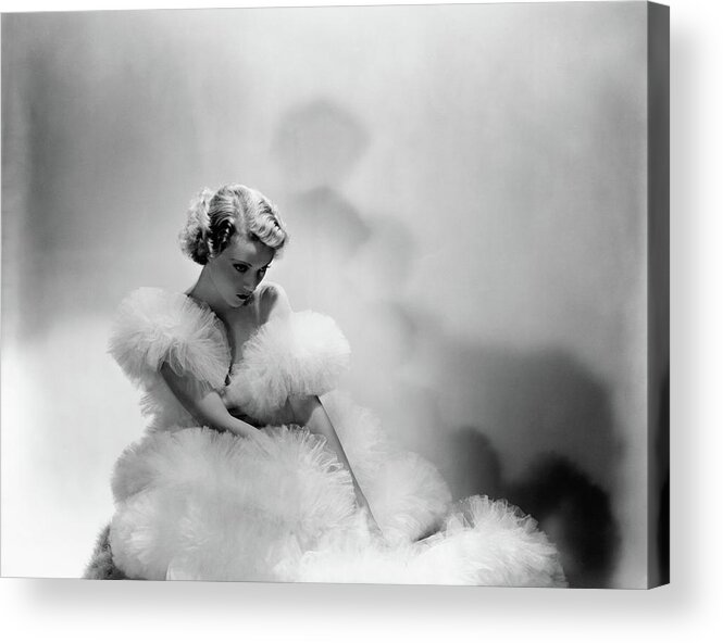 Sexy Acrylic Print featuring the photograph Annabella In A Tulle Trimmed Dress by George Hoyningen-Huene