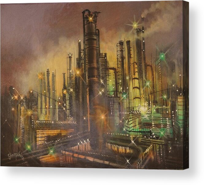 Industrial Acrylic Print featuring the painting Art of Refinement by Tom Shropshire