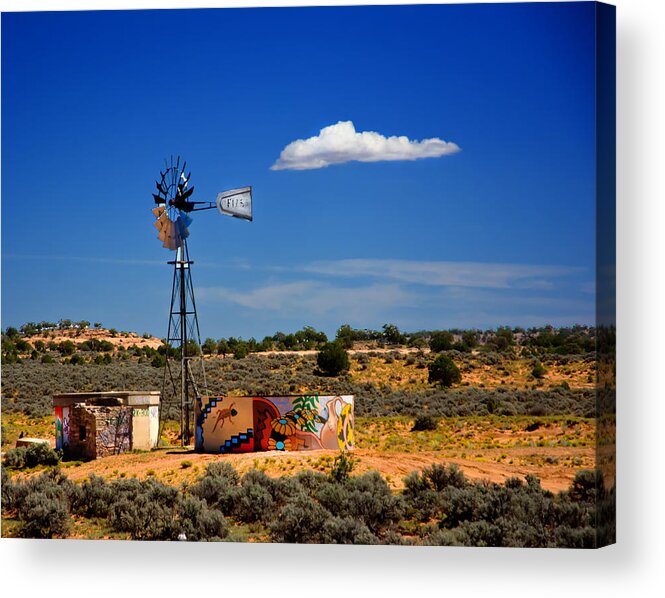 Western Landscapes Acrylic Print featuring the photograph Artist water Tank Windmill by Randall Branham