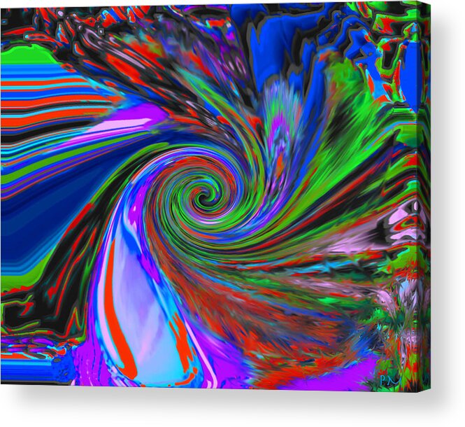 As The Swirl Turns Red Blue Green Acrylic Print featuring the digital art As the swirl turns by Phillip Mossbarger