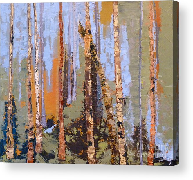 Aspen Acrylic Print featuring the painting Aspen Forest Colorado by Susan A Becker