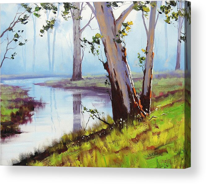 River Acrylic Print featuring the painting Australian Trees Painting by Graham Gercken