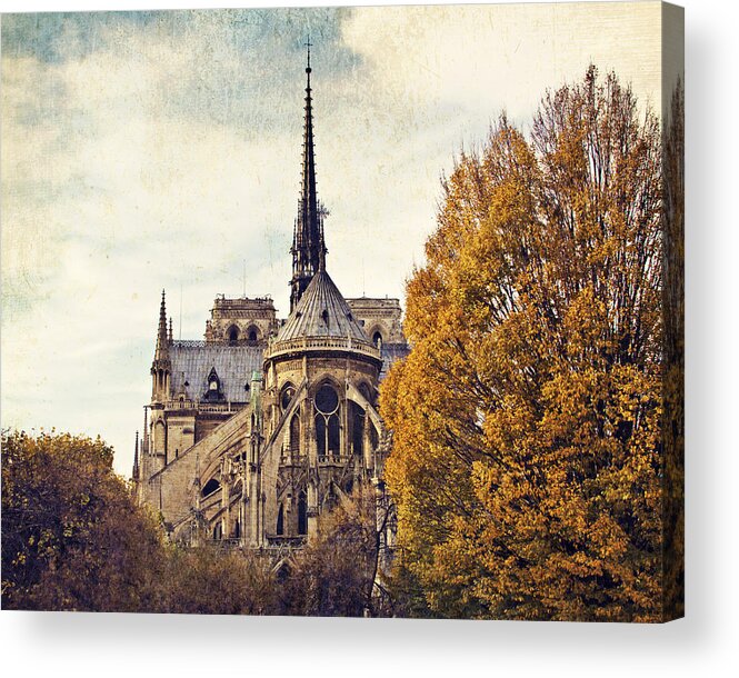 Notre Dame Acrylic Print featuring the photograph Automne a Notre-Dame by Melanie Alexandra Price