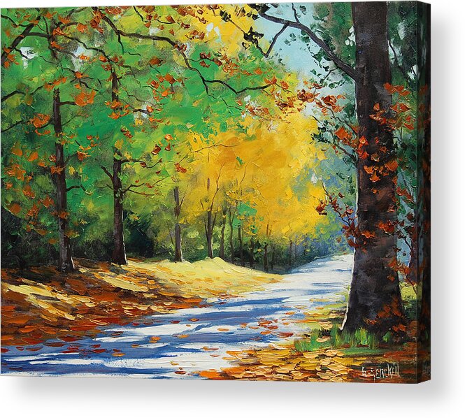 Fall Acrylic Print featuring the painting Autumn in Mt Wilson by Graham Gercken