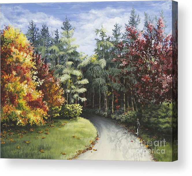 Autumn Acrylic Print featuring the painting Autumn in the Arboretum by Mary Palmer