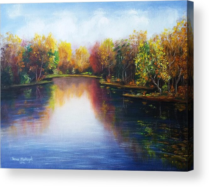 Autumn Acrylic Print featuring the painting Autumn reflections by Vesna Martinjak