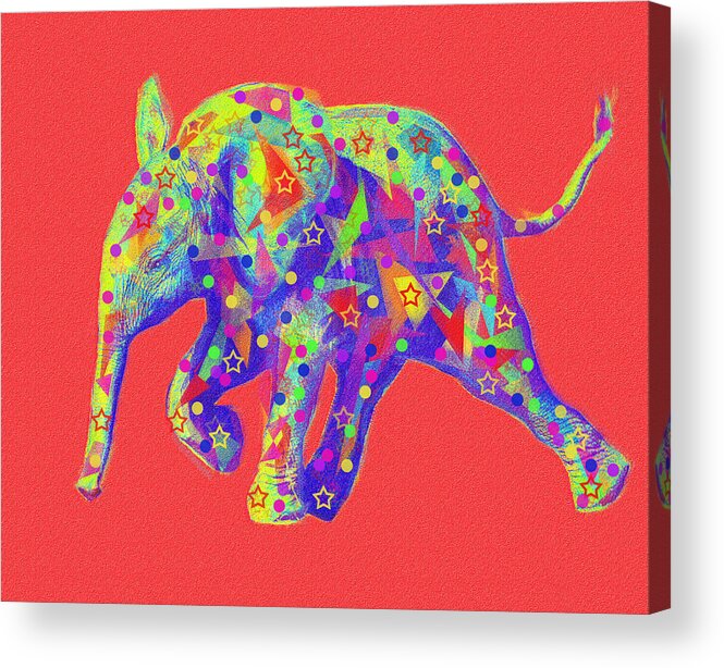 Elephant Acrylic Print featuring the digital art Baby Elephant Abstract by Jane Schnetlage