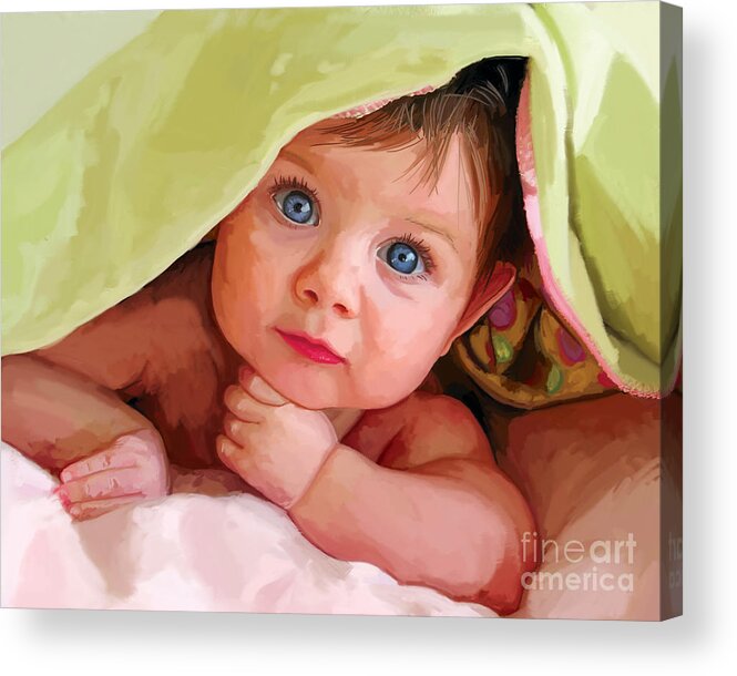 Baby Acrylic Print featuring the painting Baby Under Blanket by Tim Gilliland