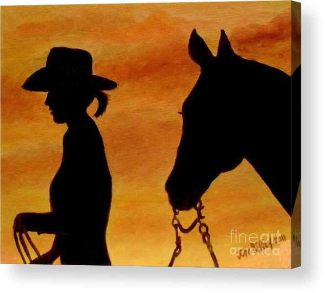 Sunset Acrylic Print featuring the painting Back to the Barn by Julie Brugh Riffey