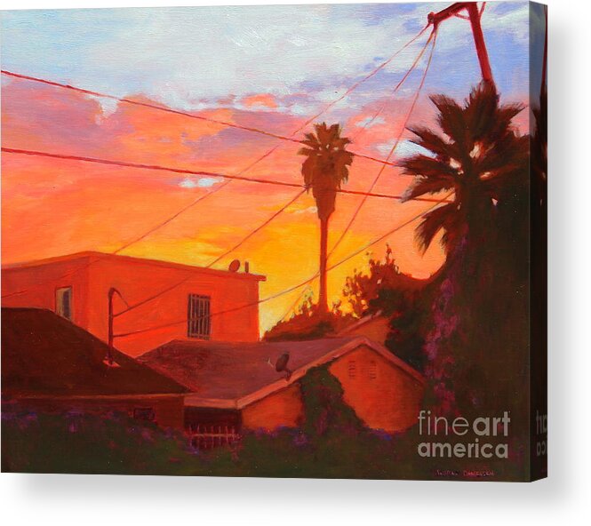 Los Angeles Acrylic Print featuring the painting backyard in East LA by Andrew Danielsen