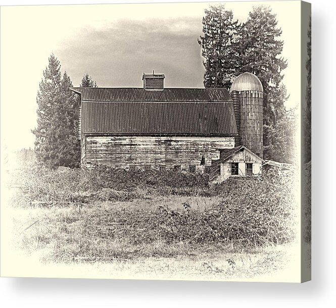 Ron Roberts Photography Acrylic Print featuring the photograph Barn With Silo by Ron Roberts