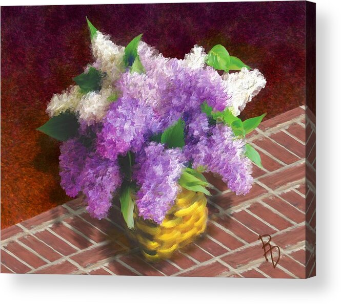 Lilacs Acrylic Print featuring the digital art Basketful Of Lilacs by Ric Darrell