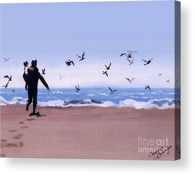 Ocean Acrylic Print featuring the painting Beach Buddies by Suzanne Schaefer