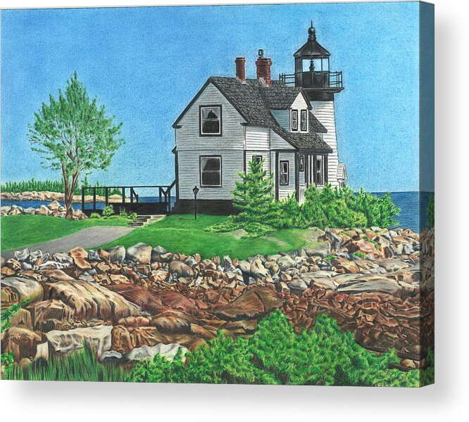 Lighthouse Acrylic Print featuring the drawing Beacon of Hope by Troy Levesque