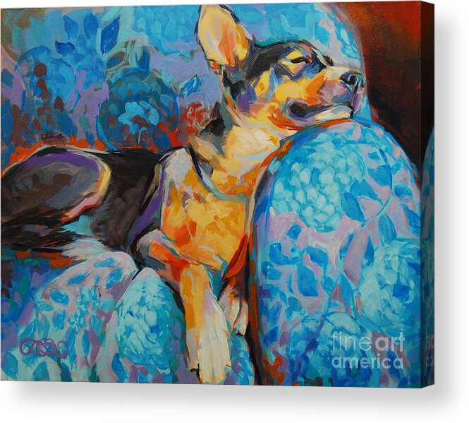 Mixed Breed Acrylic Print featuring the painting Beauty Rest by Kimberly Santini