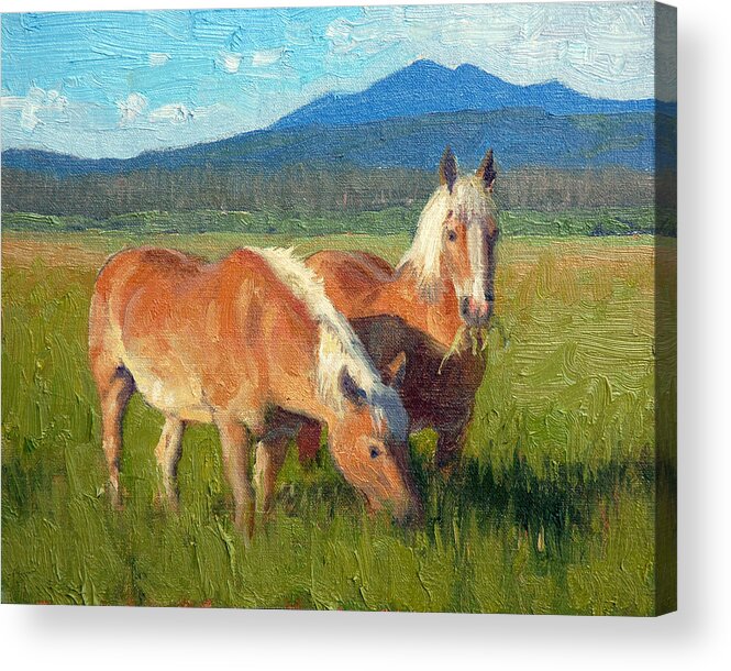 Horses Acrylic Print featuring the painting Belgians by Armand Cabrera