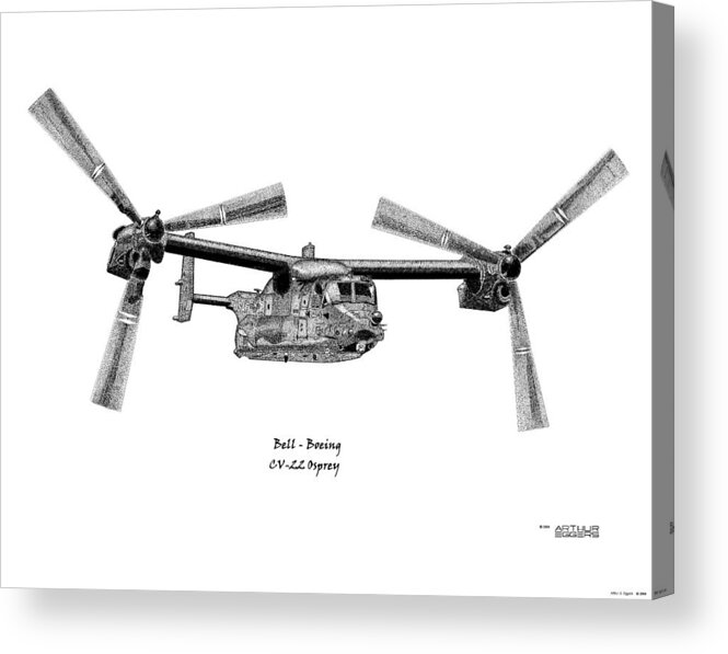 Bell Acrylic Print featuring the drawing Bell-Boeing CV-22B Osprey by Arthur Eggers