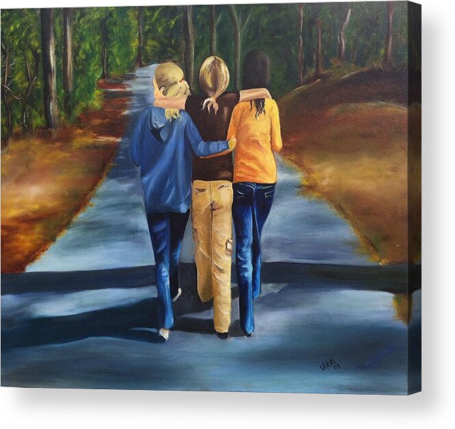 Friends Acrylic Print featuring the painting Best Friends by Vikki Angel