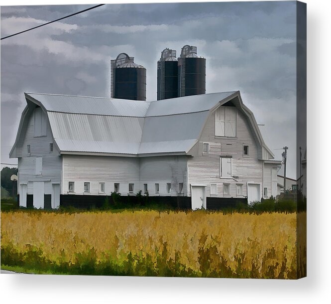 White Barn Acrylic Print featuring the photograph Big White Barn by Mike Flake