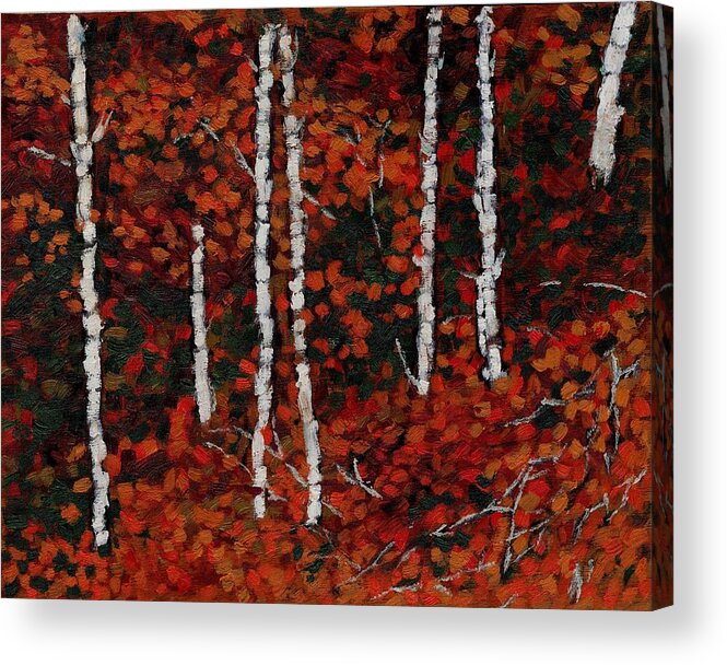 Birch Acrylic Print featuring the painting Birches by David Dossett
