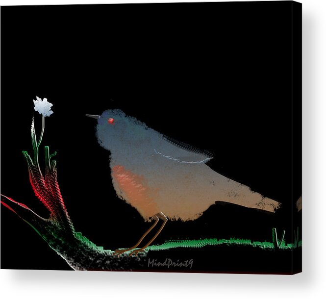 Flower Acrylic Print featuring the digital art Bird and the Flower by Asok Mukhopadhyay