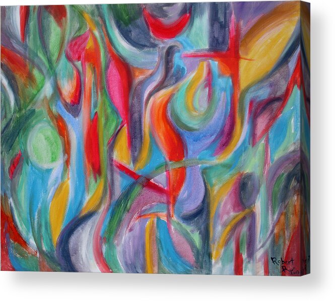 Modern Acrylic Print featuring the painting Bird of Paradise Original Painting - Print for Sale by Robert R Splashy Art Abstract Paintings